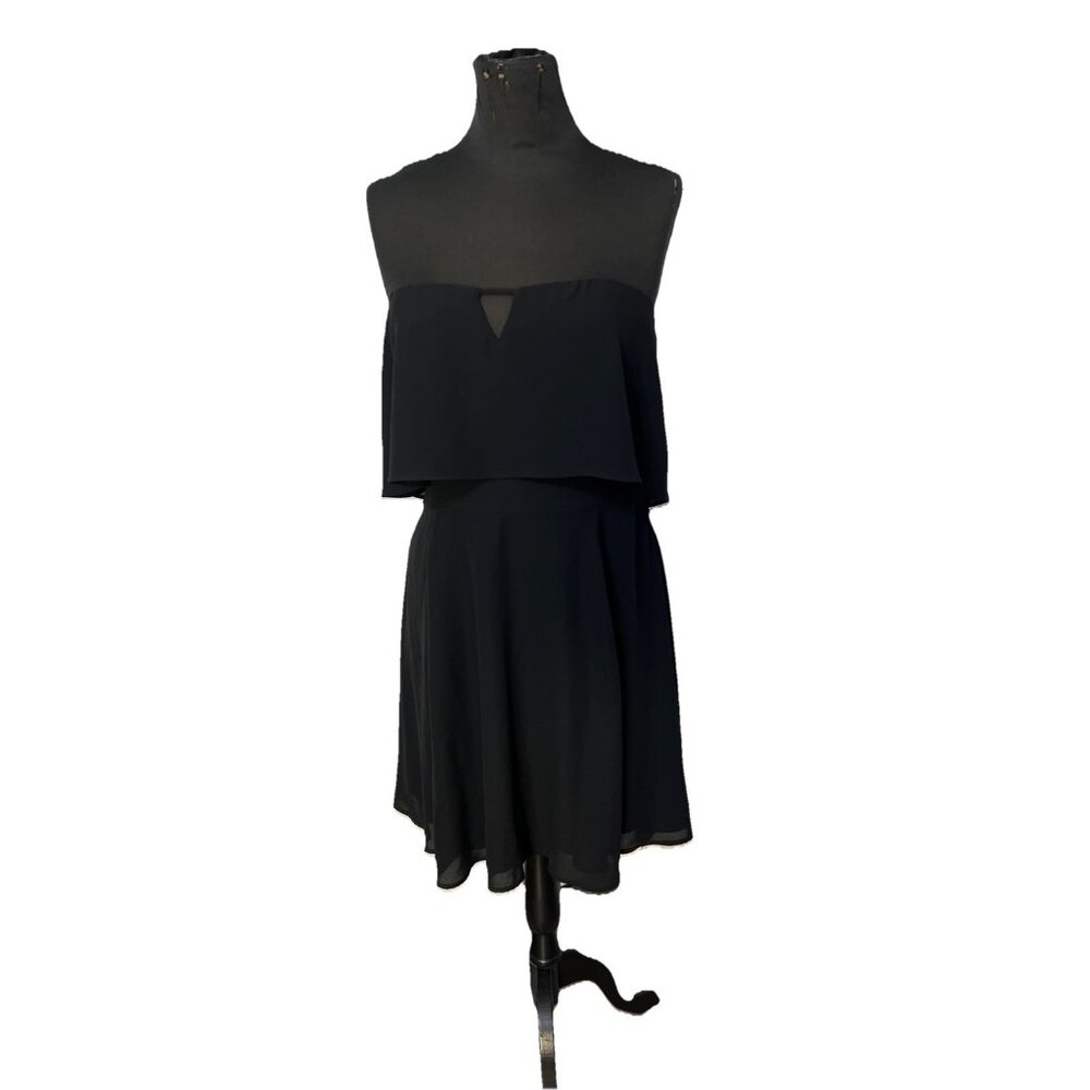Express Chiffon Key whole‎ Ruffle Strapless Little Black Cocktail Dress Sz 12